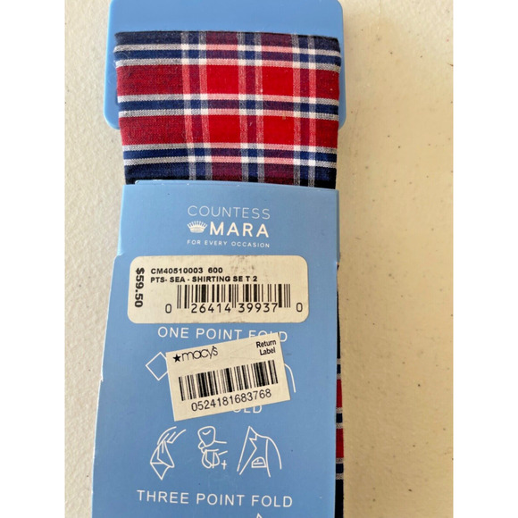 Countess Mara Pocket Square and Tie Combo Red Tartan Plaid Bow Tie $59 retail - Picture 5 of 6